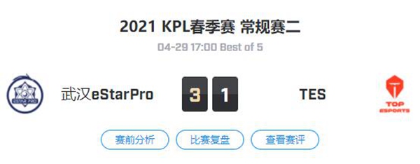 TES vs eStarPro 王者荣耀职业联赛2021春季赛常规赛视频回顾