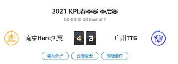 广州TTG vs 南京Hero久竞 王者荣耀职业联赛2021春季赛总决赛视频回顾