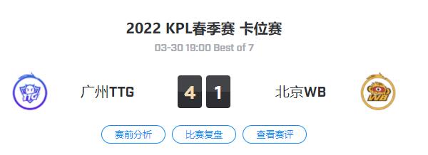 2022kpl春季赛卡位赛广州TTG VS 北京WB视频回放