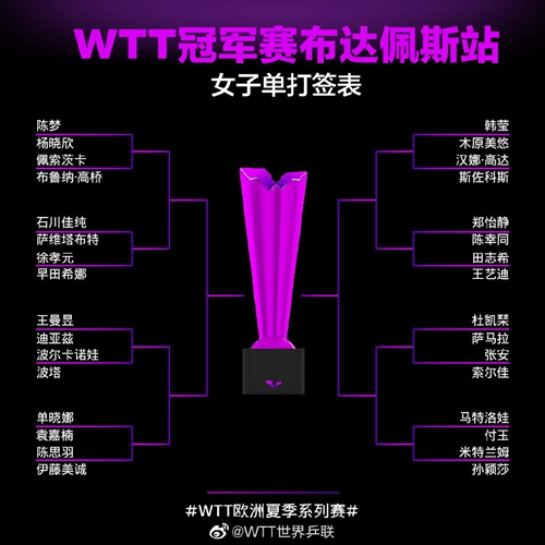 2022wtt布达佩斯冠军赛抽签签表